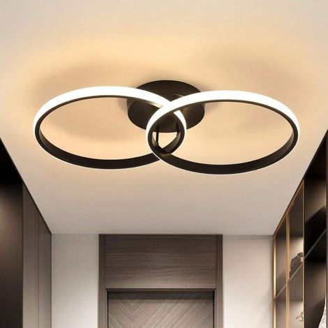 Lámpara de techo LED, lámpara de techo moderna de 42 W, lámpara de techo LED de doble anillo de 4500 K y 3360 lúmenes, lámpara de techo de acrílico negro para dormitorio, sala de estar, oficina. (1/5)