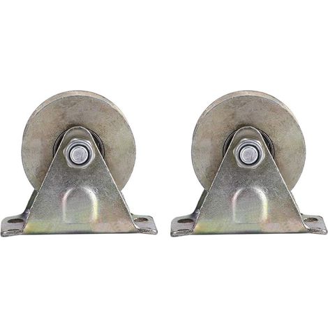 Lot de 2 roulettes 5 cm (2 pouces) en V avec support pour portail (1/5)