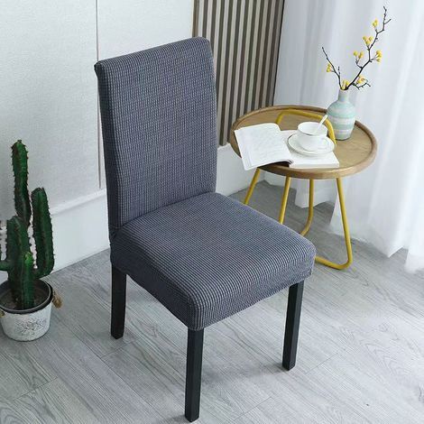 1 grey jacquard dining chair cover, stretchable, removable and washable. (1/5)