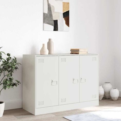 Buffet de Cuisine Blanc 99x39x73 cm - Meuble Rangement avec Structure en Acier Robuste, Desserte Moderne pour Salle à Manger et Salon (1/5)