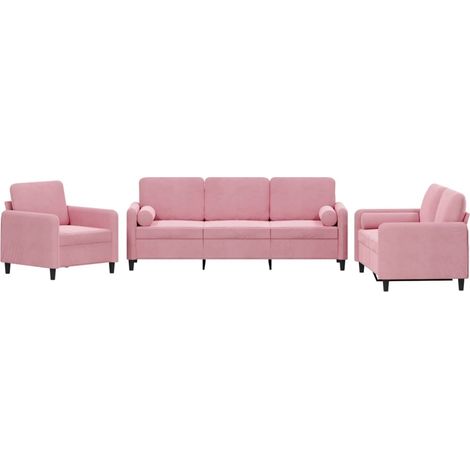 Maison Exclusive - Ensemble de canapés 3 pcs avec coussins rose velours (1/5)