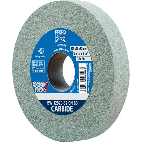 PFERD TOOLS Schleifbockscheibe Ø 125x20mm Bohrung-Ø 32 mm SiC80 für harte Materialien z.B. Hartmetall (1/4)