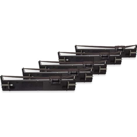 vhbw 5x Ribbon Cartridge compatible with Epson LQ-690K Dot Matrix, Receipt Printer - Black Ink Ribbon