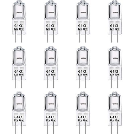 LaBlanc - 12er-Pack G4-Halogenlampen 12 V 10 W, dimmbar, Warmweiß 2700 K, 140 lm, Niederspannungs-G4-Halogenlampe, klare Kapsel, für Kronleuchter, Schränke, Deckenleuchten