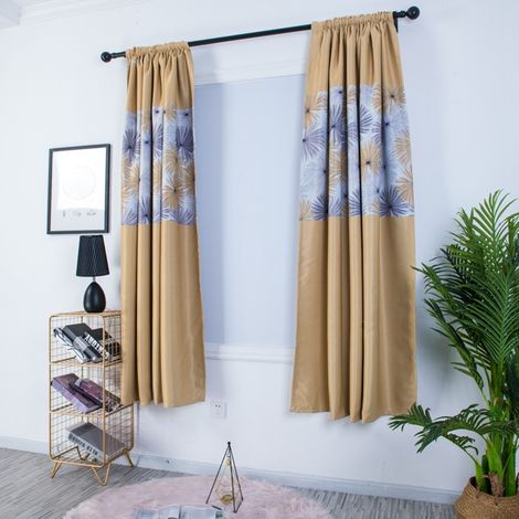 Rideaux décoratifs en polyester à motif chrysanthème imprimé pour salon et chambre, jaune (1/5)