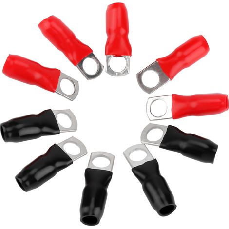 Connecteur en cuivre n° 4 avec capuchon, taille moyenne, rouge/noir, 5 pièces de chaque, 10 pièces par paquet (1/5)