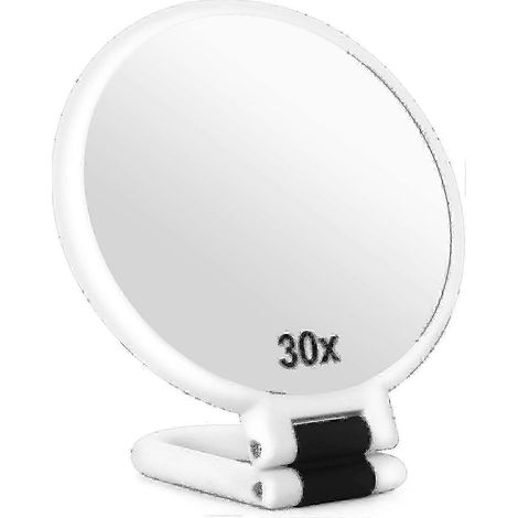 Lunettes de voyage grossissantes 30x (avec poignée) - Miroir sans tain, grossissement 30x, blanches (1/5)