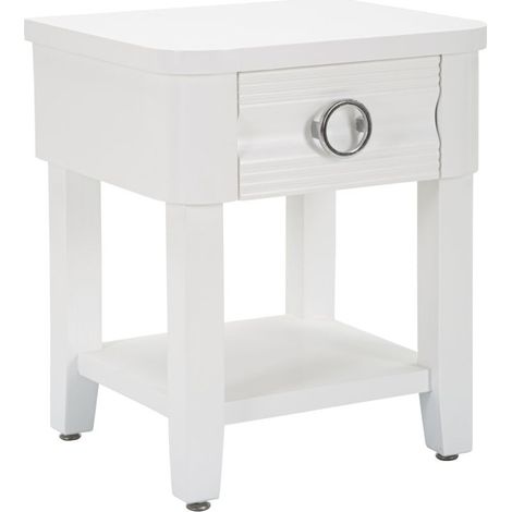 Table de Chevet en Bois "Shine" 54cm Blanc