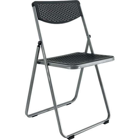 SEDIA PIEGHEVOLE SMARTY SALVASPAZIO METALLO E POLIPROPILENE RICHIUDIBILE SLIM PORTATILE Nero / Grigio (1/4)