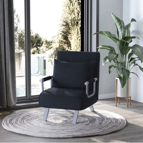 Divano letto 2-in-1, schienale regolabile 5 posizioni, 65 x 77 x 80 cm, poliestere nero OKMYHOME (1/5)