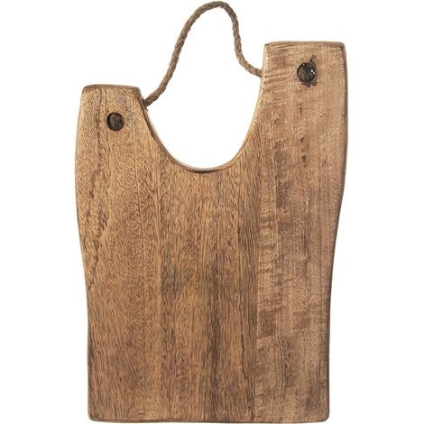 Planche à découper en bois de manguier avec corde de jute pratique (1/3)