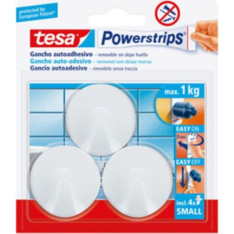GANCIO ADESIVO TESA POWERSTRIPS TONDO BIANCO 3 PZ