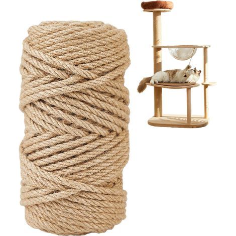Roll of 6mm Hemp Rope, 50 Meters, for Cat Scratching Post Repair, DIY Cat Tree (1/5)