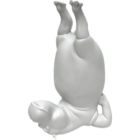 Hippopotame en résine - Design amusant d'acrobate - 25,4 cm de haut - Support stable - Pour le salon, la bibliothèque - Blanc inversé (1/5)