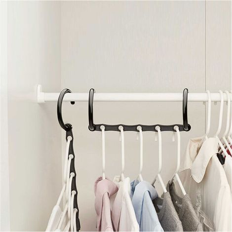 Grucce Magiche, 10 ganci salvaspazio, grucce multifunzionali verticali e orizzontali, organizer per armadio girevole a 360°, risparmia 3 volte più spazio, grucce per appendere vestiti e borse, nere (1/4)