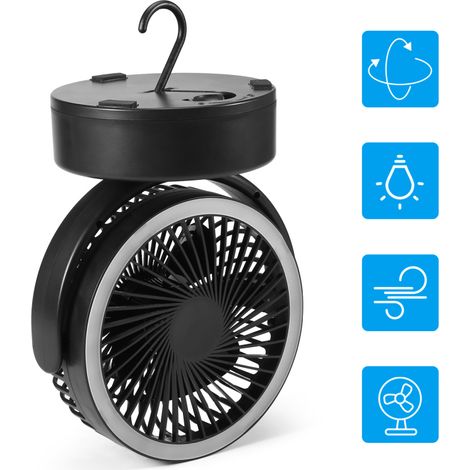 Ventilateur Camping LED – Piles – Crochet Suspension – Tente/Voiture – Randonnée/Pêche (1/5)