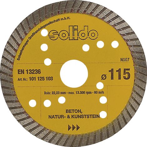 SOLIDO Diamant Trennscheibe 115 x 2.0 mm Beton Stein Baustellenmaterial (1/4)