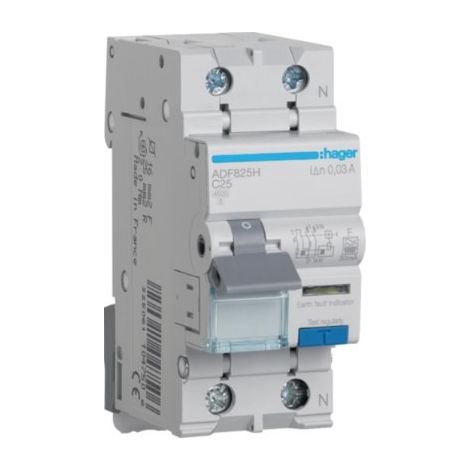 Interruttore Magnetotermico Differenziale 1P+N Curvac 25A (Hager Cod. Adf825H)