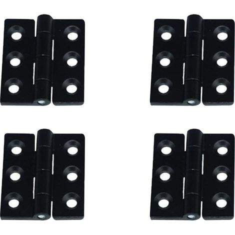 Charnières pliantes - Lot de 4 charnières de porte pour placard, alliage de zinc, noir, 60 x 60 x 6 mm (1/5)