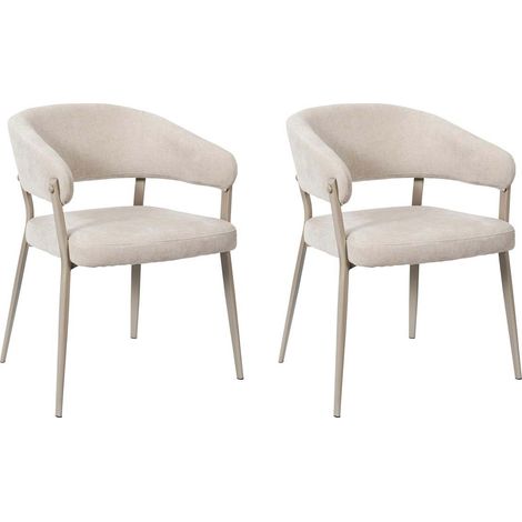 Lot de 2 Fauteuils de Table "Emilia" 78cm Beige (1/5)