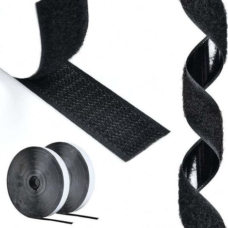 Extra Strong Adhesive Tape, 25m Long, Anti-Scratch, Double Sided Hook and Loop Tape (Black), 20mm Thick Hook and Loop Tape for Home, DIY and Crafts (1/5)