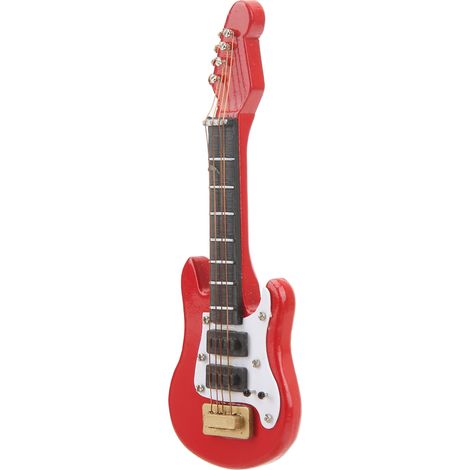 Guitare miniature 1:12, modèle réduit en bouleau peint, réaliste, décorative, pour maison de poupée, rouge électrique (1/5)