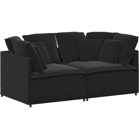 vidaXL Divano Modulare con Cuscini in Velluto Nero (1/5)
