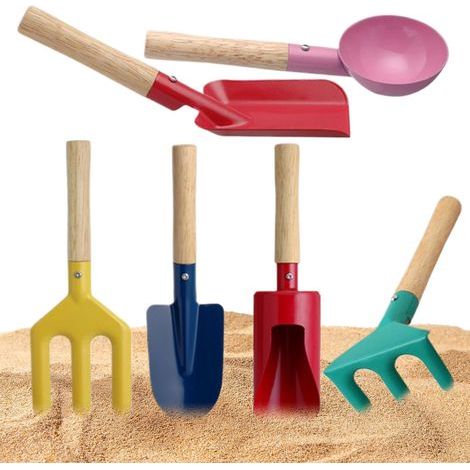 Outils De Jardin pour, Râteau Pelle Fourche Portable, Kit de Râteau, Pelle et Fourche pour, Jardin Pelouse Arrière-Cour Plage Jeu Extérieur Camping Voyage Garçons Filles (1/5)