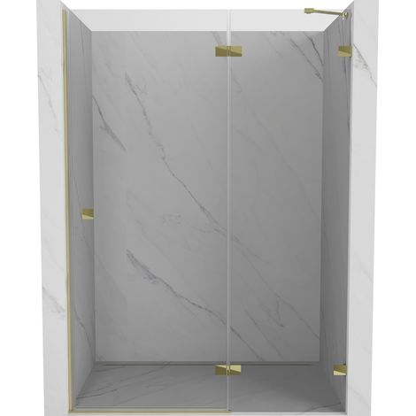 Porte de douche battante droite Mexen Lunar 140 cm, transparente, or - 834-140-000-50-00-P (1/5)