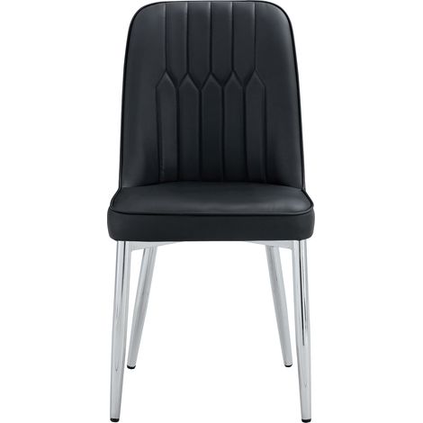 ELVMI Lote de 2 Sillas de Comedor, Respaldo Ergonómico y Asiento Acolchado, Metal y PU, Negro y Plata (1/5)