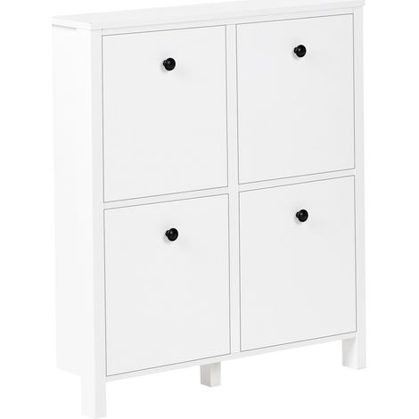 Armario zapatero MDF 4 compartimentos estilo escandinavo entrada blanco Gibson