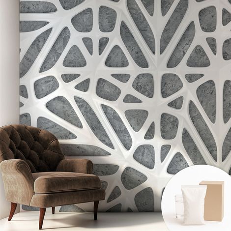Tapete Vliestapete mit Kleber für Wohnzimmer Schlafzimmer Küche - Wanddekoration Geometrisches Netz 250x250 cm (1/5)