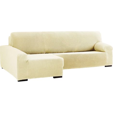 Housse de canapé d'angle bi-élastique pour accoudoir Long Gauche - Beige Adaptable à Tous Les modèles - Housse de canapé réglable en Mousse de Fixation