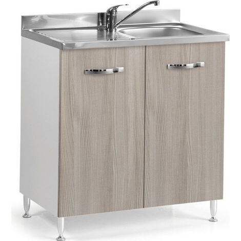 Sottolavello 2 ante 80 cm con lavello incluso colore olmo
