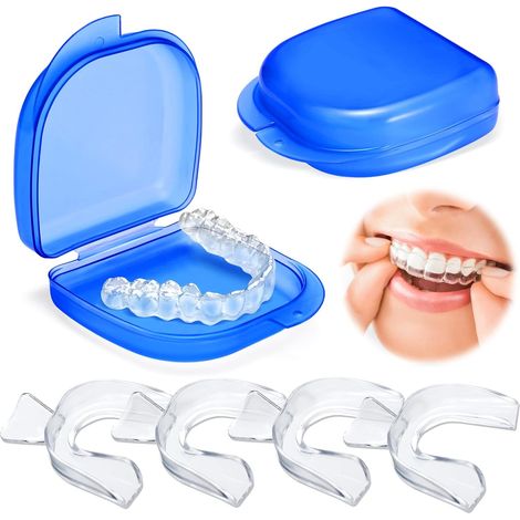 Gouttiere Dentaire Bruxisme Thermoformable 4Pcs, Protecteurs Buccaux Sans BPA, Protege Dent Nuit, Anti Grincement Dent, TMJ, Protege Dents Boxe, Livré Avec Deux Boîtes de Rangement Hygiéniques
