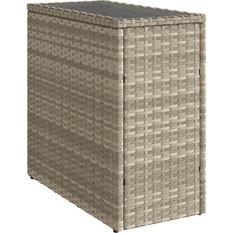 Maison Exclusive - Tavolo Giardino Piano Vetro Grigio Chiaro 58x27,5x55 Polyrattan