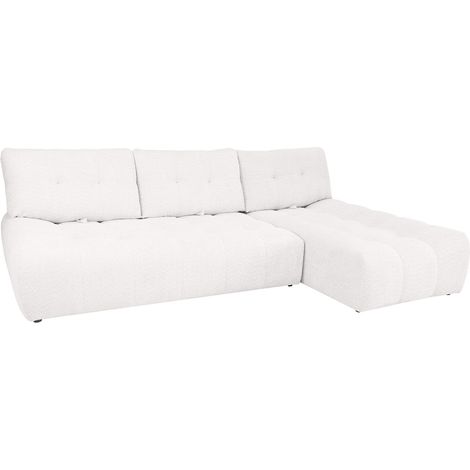 DALIA - Canapé d'angle avec dossier amovible en tissu blanc écru - Angle droit (1/5)