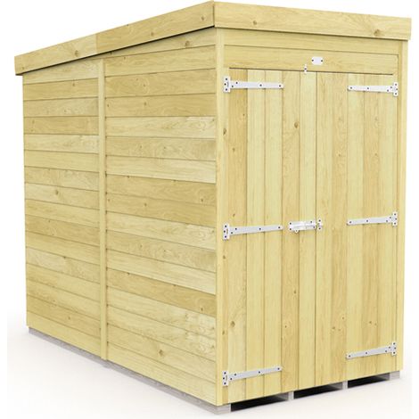 4 x 8 Feet Pent Shed - Double Door Without Windows - Wood - L231 x W127 x H201 cm