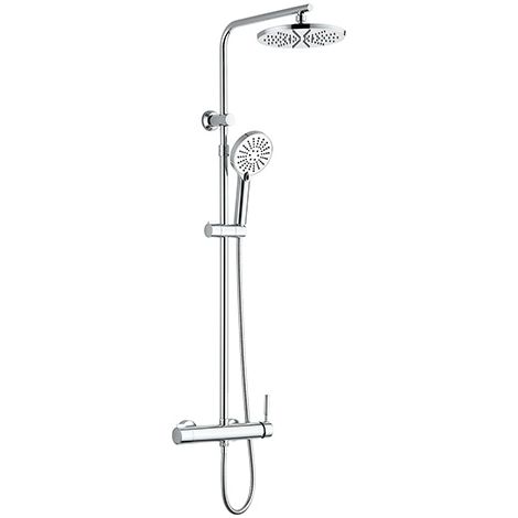 Edouard Rousseau – Colonne de douche mécanique HERA chromé – Tête Ø 220 mm – Douchette 5 jets Ø 125 mm – Bras télescopique réglable 0,80 à 1,20 m