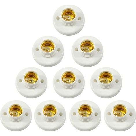 E27 Support De Lampe, Douille a Vis Murale,Adaptateur de Convertisseur de Base d'ampoule LED, pour Ampoule E27 Douille à vis Ronde en Plastique 10PCS (1/5)
