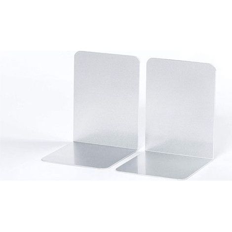 Serre-livres - MAUL - Lot de 2 - Aluminium brossé - 10 x 8 x 10 cm - Argenté (1/4)