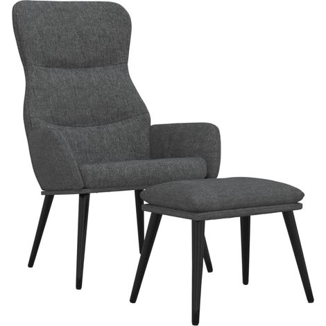 Relaxsessel mit Hocker Dunkelgrau Stoff vidaXL (1/5)