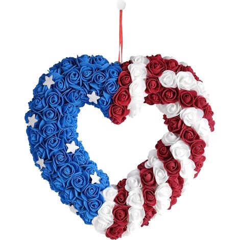 Couronne du 4 Juillet Ornements Mémorial Drapeau Américain 250e Couronne Patriotique Rouge Blanc Bleu Pour Fête Du 4 Juillet Jardin Patio Porche Maison Bureau (1/5)