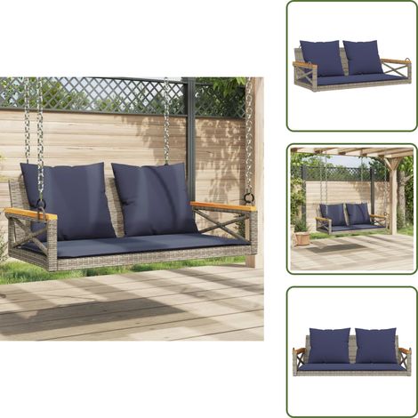 vidaXL Balancelle avec coussins gris 109x62x40 cm résine tressée (1/5)