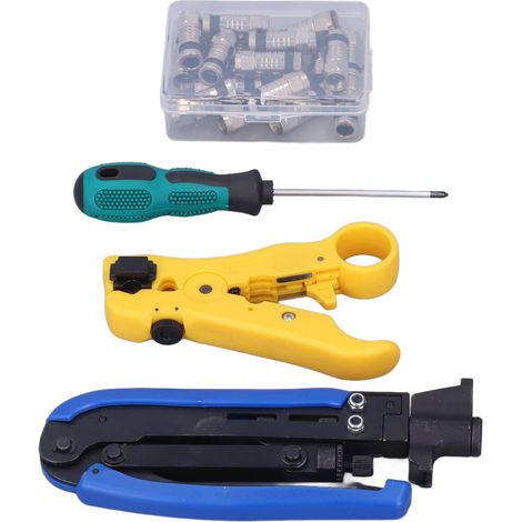 Kit de Pince à Compression Coaxiale Universelle pour Câbles Réseau et Fibre