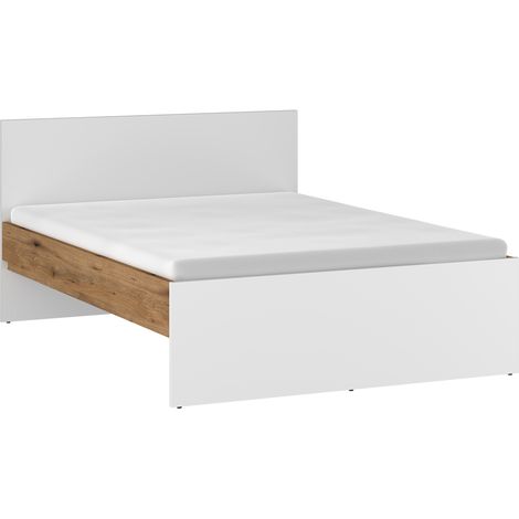 Bett 120x200 cm weiß mit Eiche RISBY-129 (1/4)