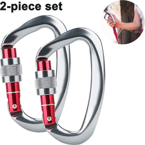 Bardusch - Mousqueton d’escalade renforcé en aluminium, verrouillage par vis, anneau en D (1/4)