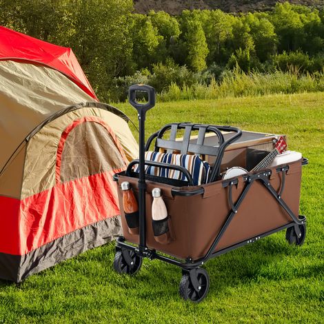 Chariot Pliable 170 L Guidon Réglable Porte-bouteilles et Poche de Rangement CWXT2883 DESIGN IN (1/2)