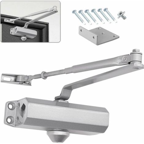 Ferme-porte hydraulique automatique réglable pour portes de 25 à 45 kg – finition argentée, usage résidentiel et commercial (1/5)
