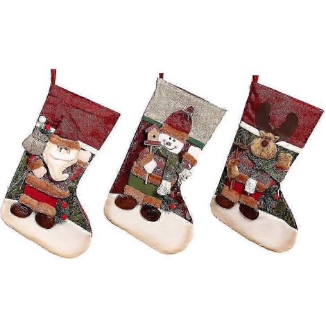 Chaussettes de Noël Fong (lot de 4), chaussettes de Noël avec bottes suspendues, sac cadeau et bonbons à suspendre (1/5)